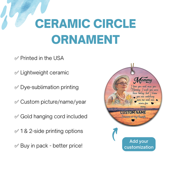 Mother memorial ornament - I love you mom, mom remembrance ornament, sympathy gift for loss in Xmas| ONT61