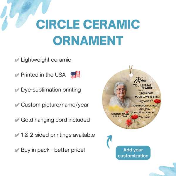 Mom memorial ornament, angel in heaven remembrance ornament, mother bereavement sympathy gift| ONT96