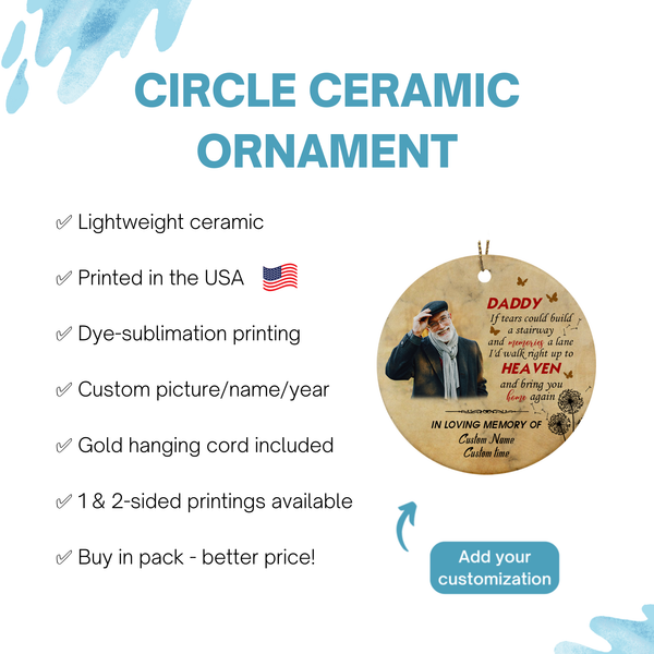 Dad memorial ornament, angel in heaven ornament, sympathy remembrance gifts for loss father| ONT103