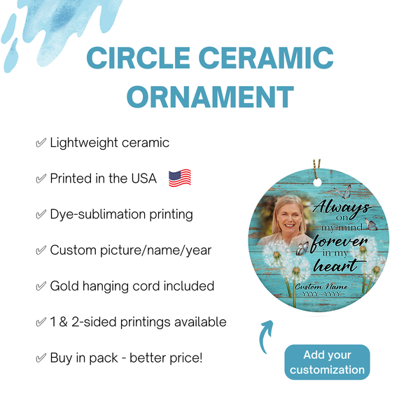 Memorial ornament dandelions, Angel in heaven, keepsake ornament for loss, sympathy Christmas gifts| ONT70