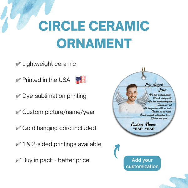 My Angel Son memorial ornament, custom ornament Christmas, remembrance ornament for Loss Son| ONT130