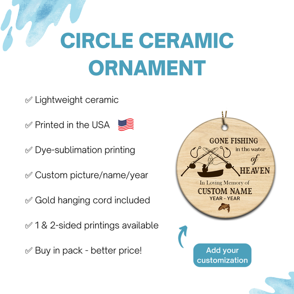 Gone Fishing memorial ornament, Fisherman in Heaven ornament, Fishing remembrance gifts| ONT121