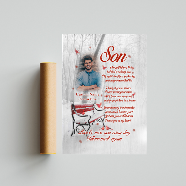 Son Remembrance canvas/premium poster cardinal memorial sympathy gift in memory of Son in Heaven N2644