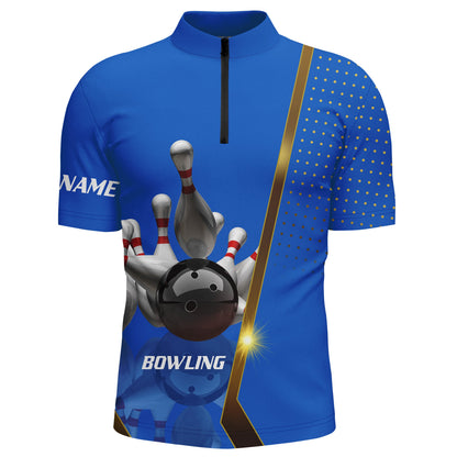 Personalized Men Bowling Quarter-Zip Shirt Custom Team bowling Jersey | Multi color NQS5947