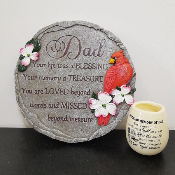 Dad Memorial Stone, Cardinal Dad Garden Stone Sympathy Gift for Loss of Dad, Loss of Father Gift TNS1