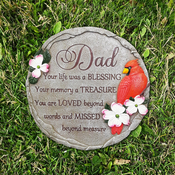 Dad Memorial Stone, Cardinal Dad Garden Stone Sympathy Gift for Loss of Dad, Loss of Father Gift TNS1