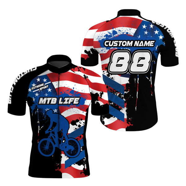 MTB Life Cycling jersey Men Anti-UV Reflective Youth American flag shirt Custom Mountain bike gear| SLC92