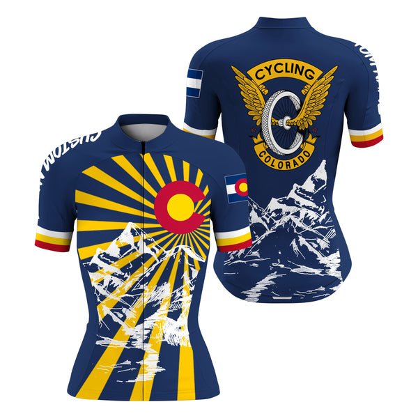 Colorado men/women cycling jersey with pockets UPF50+ State flag bike shirt mountain bike BMX Gear| SLC171