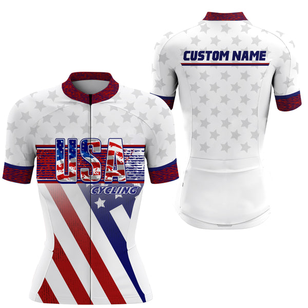 Personalized American men women Cycling jersey with 3 pockets Full zipper UPF50+ USA bike shirts| SLC181