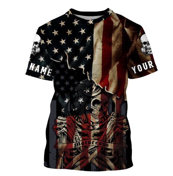 American Riding Shirt - Personalized All Over Printed Jersey, Patriotic Motorcycle Off-Road Motocross Racing| NMS170