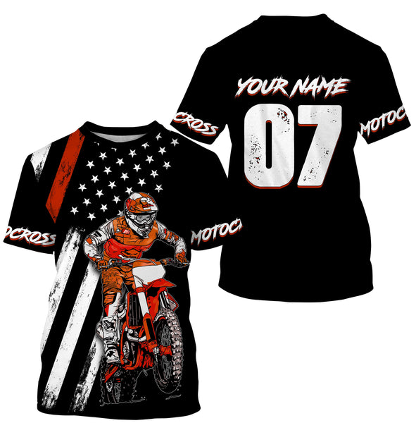 Custom motocross jersey American kid&adult UPF30+ orange dirt bike racing off-road motorcycle| NMS878