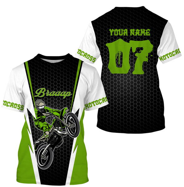 Brap Motocross Jersey Personalized UPF30+ Dirt Bike Riding Shirt Off-road Motorcycle Riders Green| NMS529