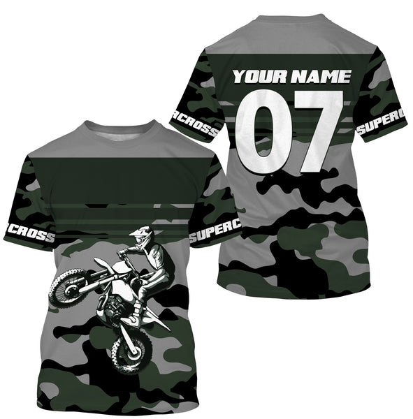 Camo Supercross Jersey Custom Number & Name Motorcycle Riding Shirt Off-Road Rider Dirt Bike Racing| NMS544