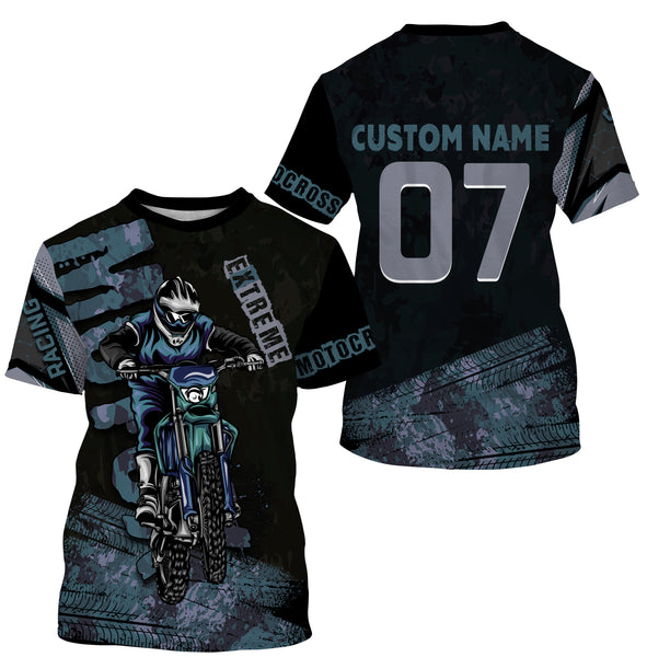 Personalized Motocross Jersey UPF 30+, Extreme Motocross Racing Shirt, Off-Road Long Sleeves Adult & Kid| NMS678