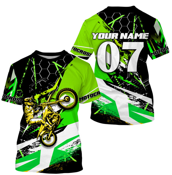 Motocross Racing Custom Number&Name Jersey T-shirt Youth Long Sleeves, Dirt Bike Motorcycle Off-road Riders| NMS680