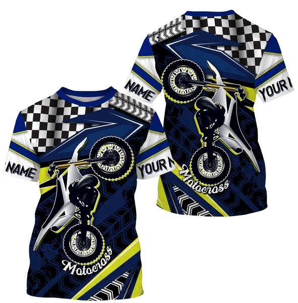 Motocross Racing Personalized Long Sleeves Hoodie T-shirt, Dirt Bike Motorcycle Shirt Off-road Rider| NMS314