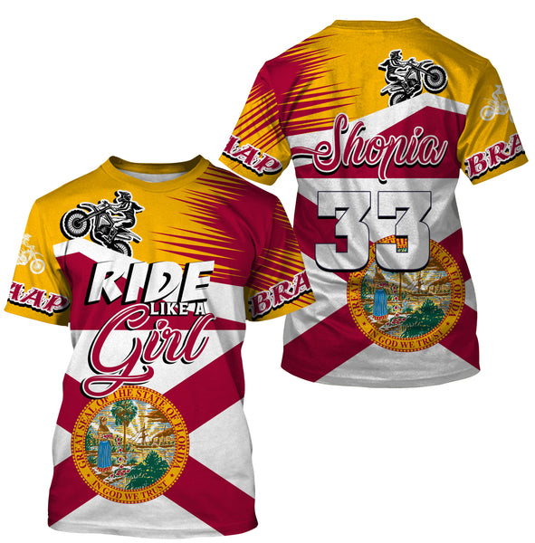 Florida Motocross Girls Jersey Custom Name Ride Like A Girl FL Dirt Bike Off Road Motorcycle Women Riders| NMS827