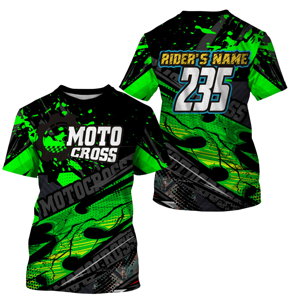 Personalized Motocross Jersey UPF30+, Motorcycle Green Dirt Bike Racin –  Myfihu