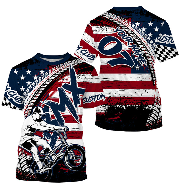 Personalized American Cycling shirt UPF30+ Patriotic BMX racing jersey stunt riding racewear| SLC13