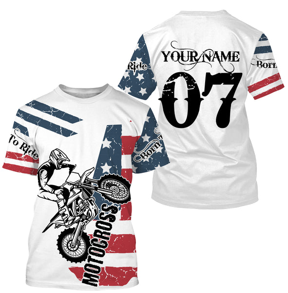 American Motocross Jersey UPF30+ Personalized Patriotic MX Racing US Off-Road Adult&Kid Dirt Bike Jersey| NMS743