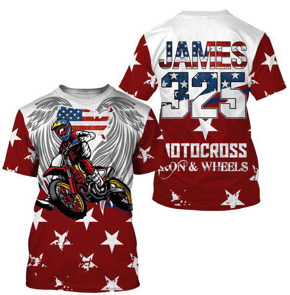 American Motocross Jersey UPF30+ Personalized Patriotic MX Off-Road Adult&Kid Dirt Bike Jersey 4th July| NMS754