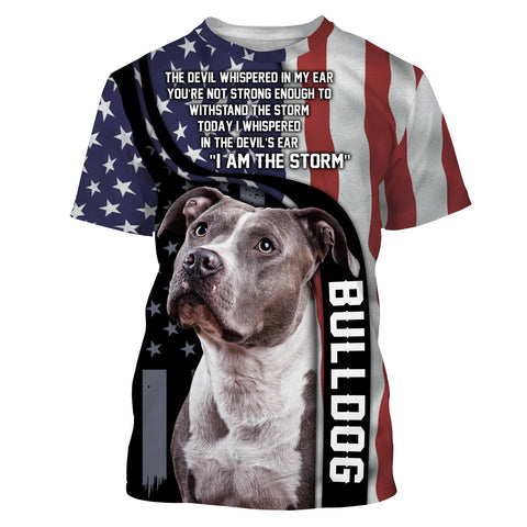 Dog 3D T-shirt| Bulldog & American Flag Full Printed Shirt, Dog Mom Shirt, Dog Dad Shirt, Dog Lover Gift| JTSD153 A02M06