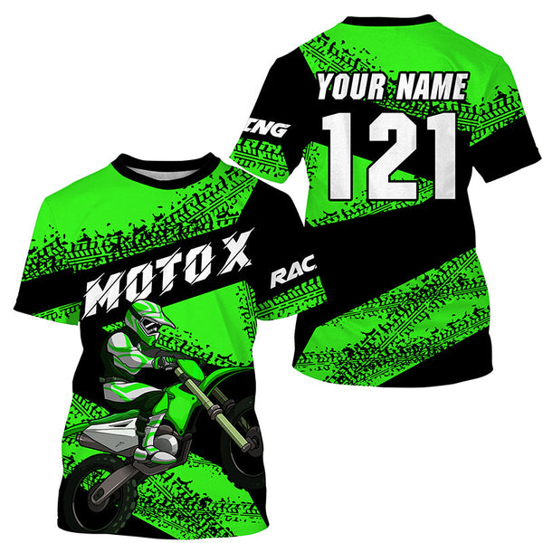 Personalized MotoX jersey racing youth women men UPF30+ Motocross off-road green biker shirt PDT269