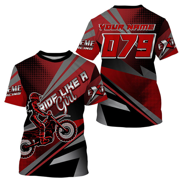 Youth adult dirt bike jersey custom Motocross racing UPF30+ red off-road shirt motorcycle extreme PDT308