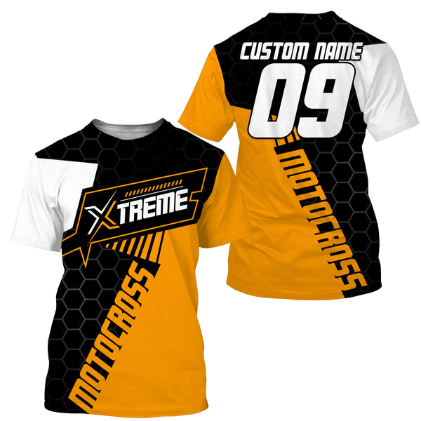 Extreme Motocross Jersey Personalized UPF30+ Racing Shirt Dirt Bike Off-road Biker Motorcycle - Orange| NMS629