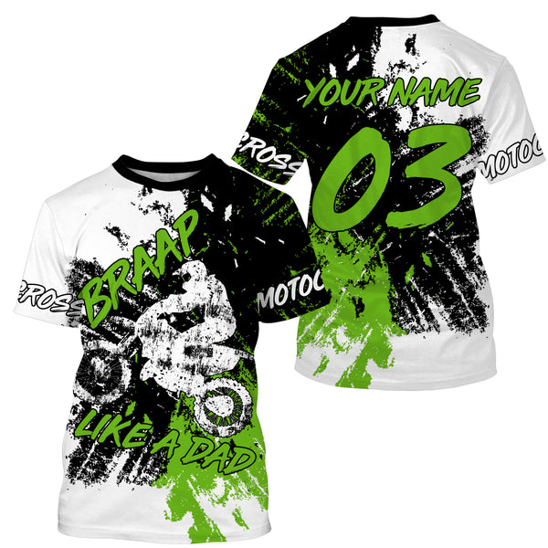 Brap Like A Dad Personalized Riding Jersey Motocross Dad Biker Shirt MX Dirt Bike Racing Dad| NMS521