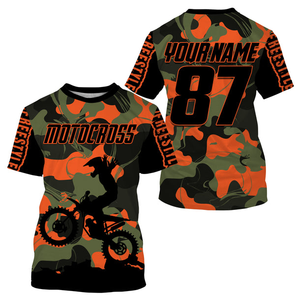 Freestyle Motocross Jersey Personalized UPF30+ Adults & Kid Camo FMX Dirt Bike Race Riders Motorcycle| NMS687