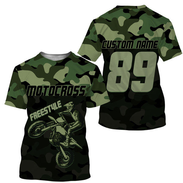 Camo Motocross Jersey Freestyle Personalized UPF30+ Adults & Kid Dirt Bike FMX Race Riders Motorcycle| NMS686