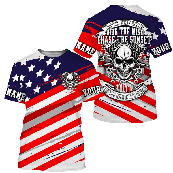 Patriotic Riding Jersey Personalized UPF30+ American Biker Motorcycle Shirt US Racing Jersey Adult&Kid| NMS713