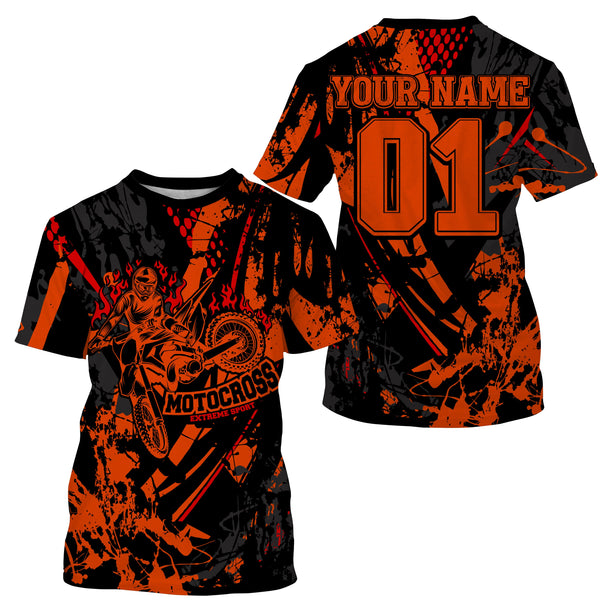 Extreme dirt bike jersey UPF30+ custom number MX racing orange kid&adult off-road Motocross shirt PDT219