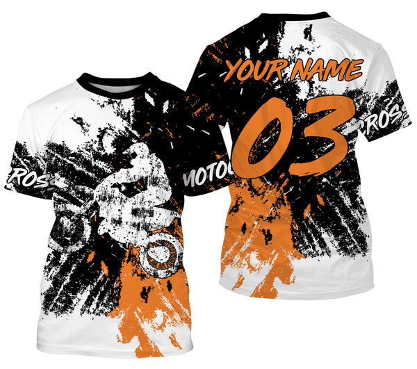 Motocross Race Personalized Jersey UPF30+ Adult&Kid, Dirt Bike Motorcycle Off-road Riders Racewear| NMS595