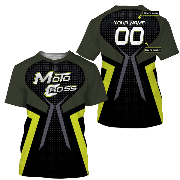 Personalized Motocross Jersey UPF30+ Kid&Adult Riders Yellow Black Dirt Bike Racing Motorcycle| NMS621