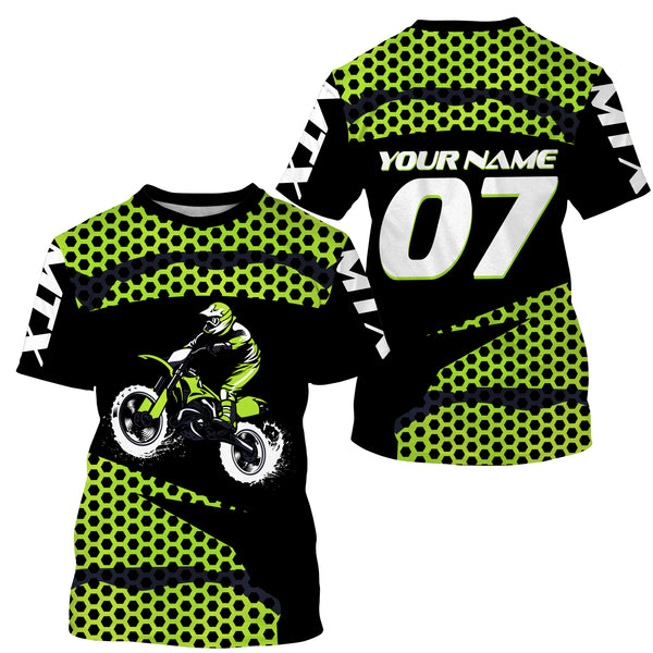 Motocross Racing Jersey UPF30+ Personalized MTX Riders Dirt Bike Shirt Off-road Motorcycle Green Jersey| NMS663