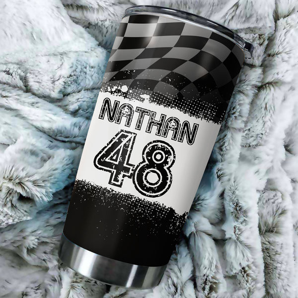 Personalized Biker Tumbler - Never Give Up, Motorcycle Tumbler Off-road Dirt Bike Rider Drinkware| NMS380