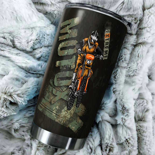 Camo Motocross Personalized Tumbler - MotoX Dirt Bike Motorcycle Tumbler Off-road Rider Drinkware| NMS418