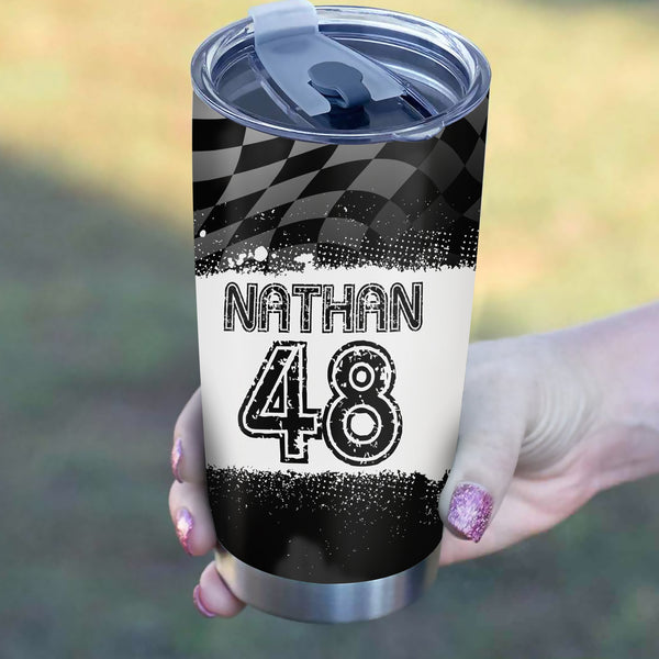 Personalized Biker Tumbler - Never Give Up, Motorcycle Tumbler Off-road Dirt Bike Rider Drinkware| NMS380