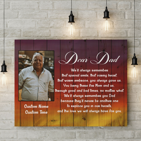 Personalized Canvas Dear Dad In Heaven| Father Memorial Gift, Sympathy Gift for Loss of Dad| JC907