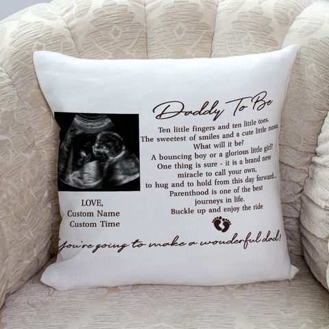 Dad To Be Personalized Pillow| First Father's Day Gift for Husband New Dad 1st Time Dad Custom Sonogram JPL101