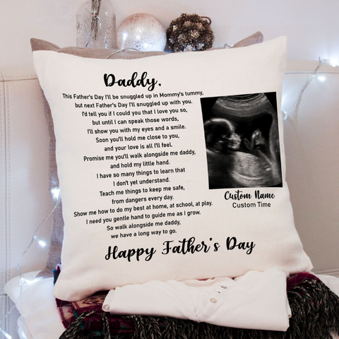Father's Day Pillow, Custom Sonogram Gift for New Dad, Expecting Father, 1st Time Dad, Dad To Be| JPL97