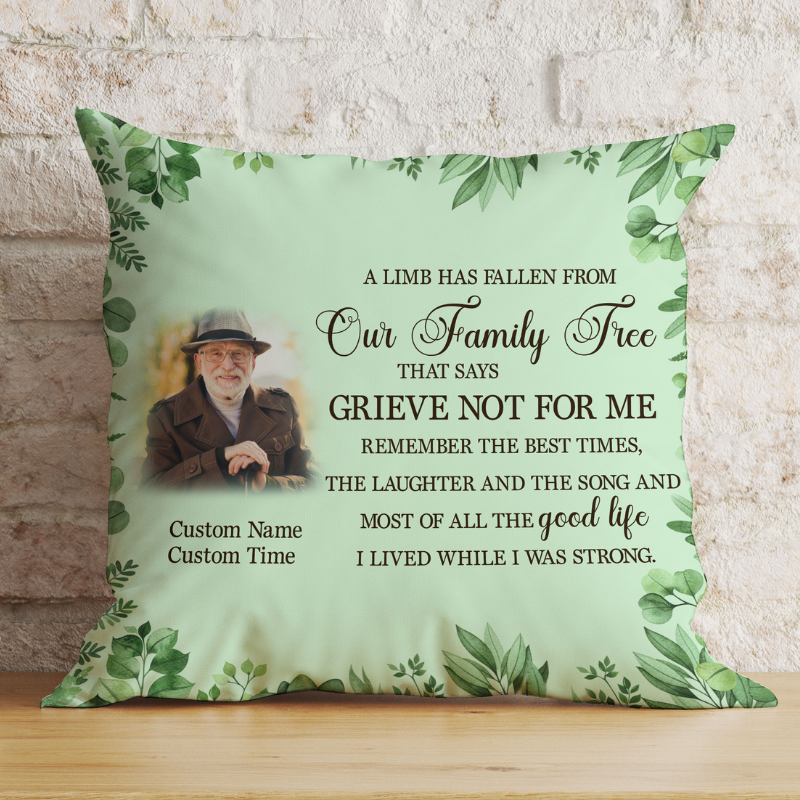 Personalized Memorial Pillow| Grieve Not For Me| Sympathy Gift for Loss of Father, Mother, Loved One| JPL84