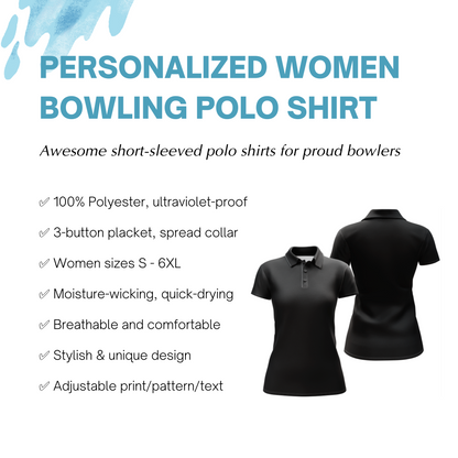Purple Bowling Polo Shirt for Women Custom Bowling Jersey With Name Ladies Bowling Team Shirt BDT79
