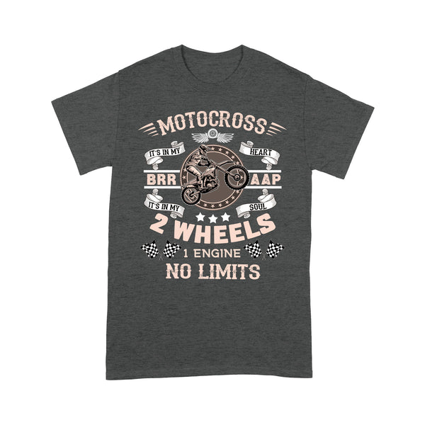 Motocross Men T-shirt - 2 Wheels 1 Engine No Limits, Cool Dirt Bike Tee, Off-road Dirt Racing Shirt for Biker| NMS192 A01