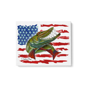 Musky fishing with American flag ChipteeAmz's art Matte Canvas AT012