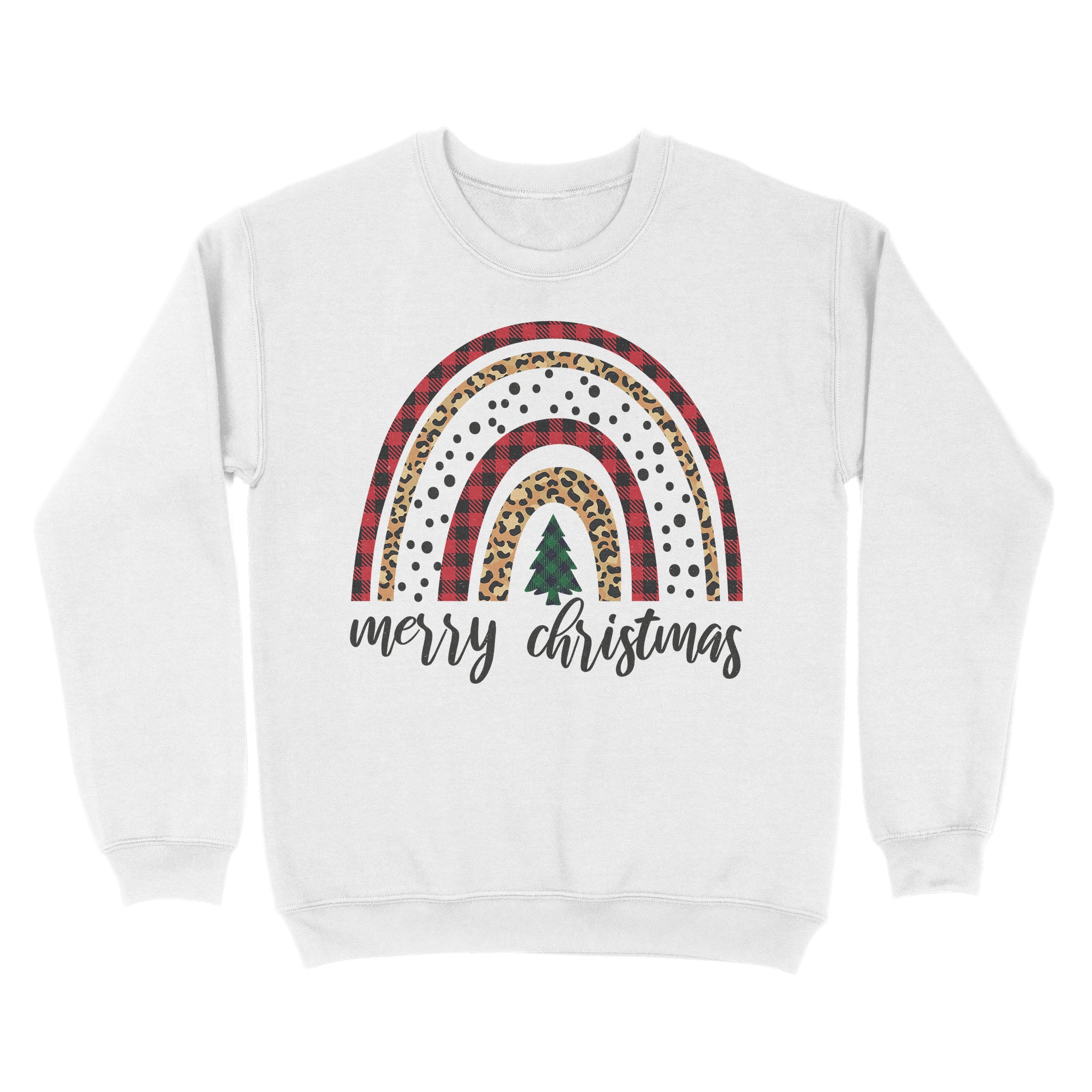 Red plaid Christmas rainbow Merry Christmas Sweatshirt FFS - IPHW1918