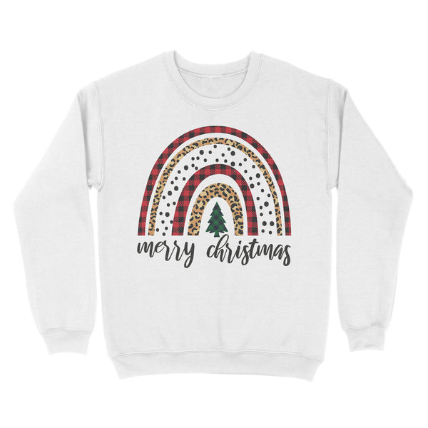 Red plaid Christmas rainbow Merry Christmas Sweatshirt FFS - IPHW1918