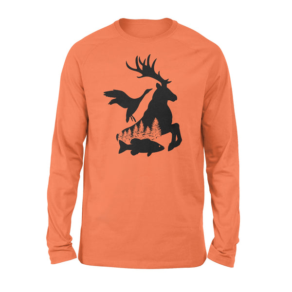 Deer Duck Fish Hunting and Fishing Long sleeve shirts design, great gift ideas for Hunting and Fishing lovers - SPHW15